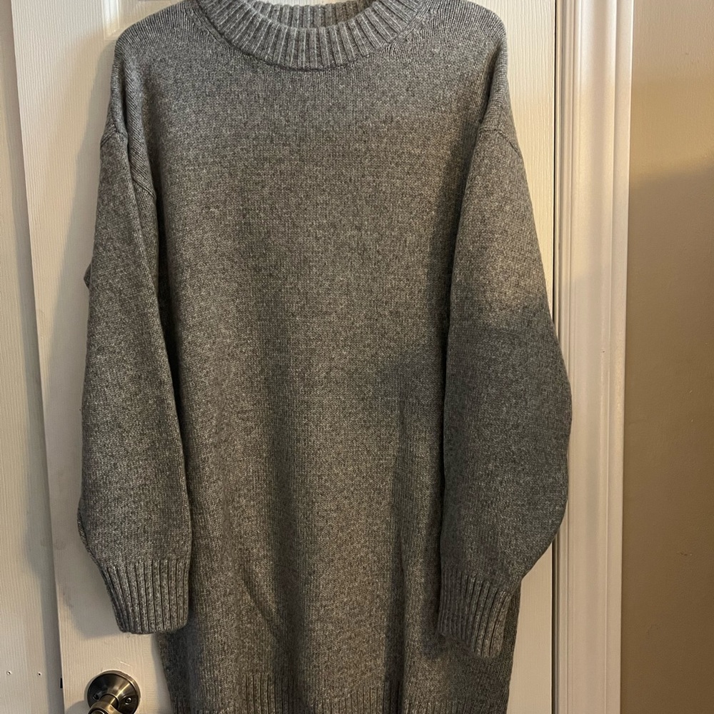 Cozy Gray Knit Sweater Dress